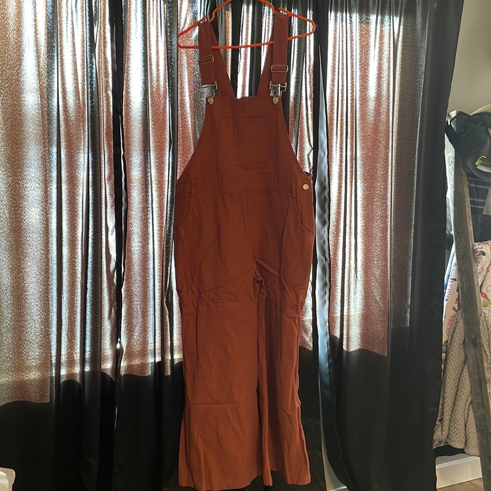 Light brown wide legged overalls